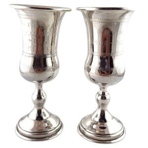 Sterling Silver Set of 2 Engraved Kiddush Cups #18712